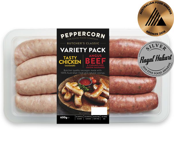 PFCBC-Variety-Chicken-Beef-Sausages-600g-AwARDS-605x530px
